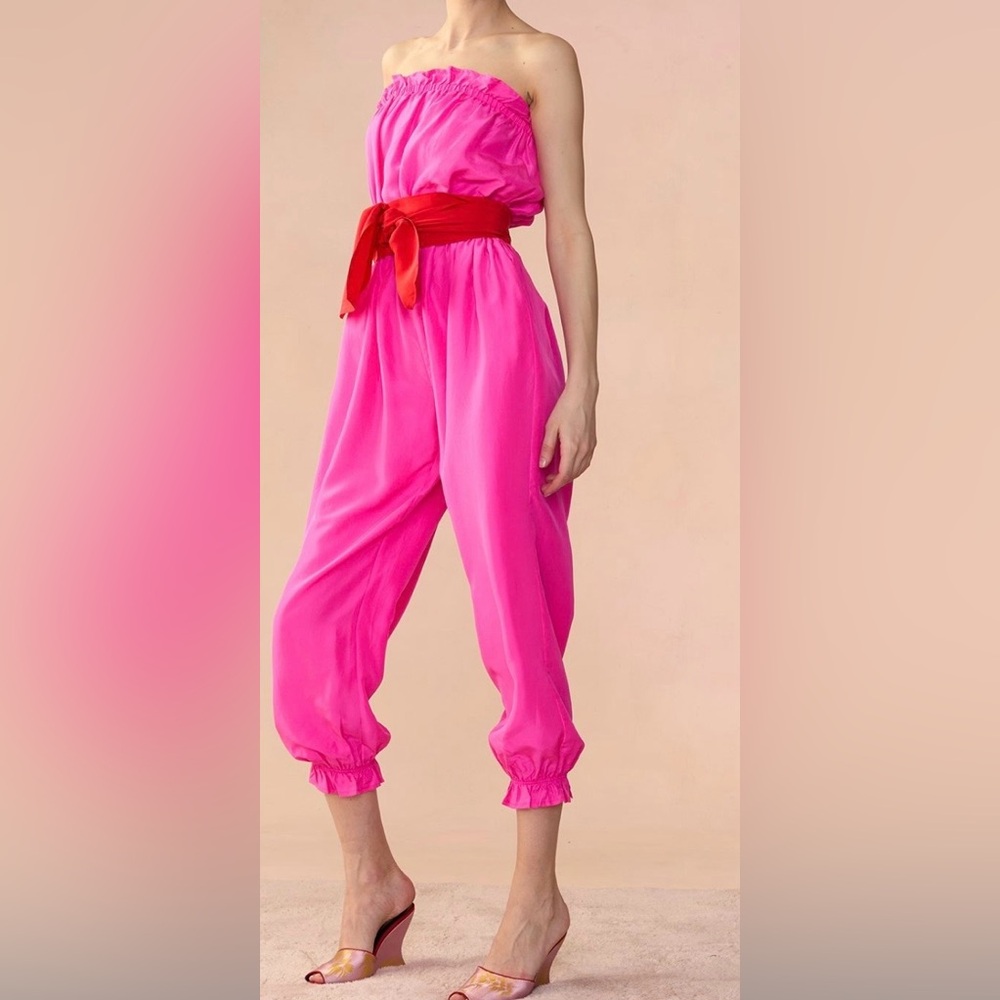 CYNTHIA ROWLEY Cassis Hot Pink Jumpsuit.